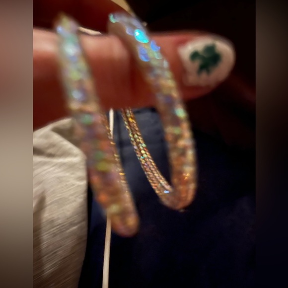 ♦️2 for $20 Sale!♦️New Big round silver and gold glittery hoops - Picture 4 of 4